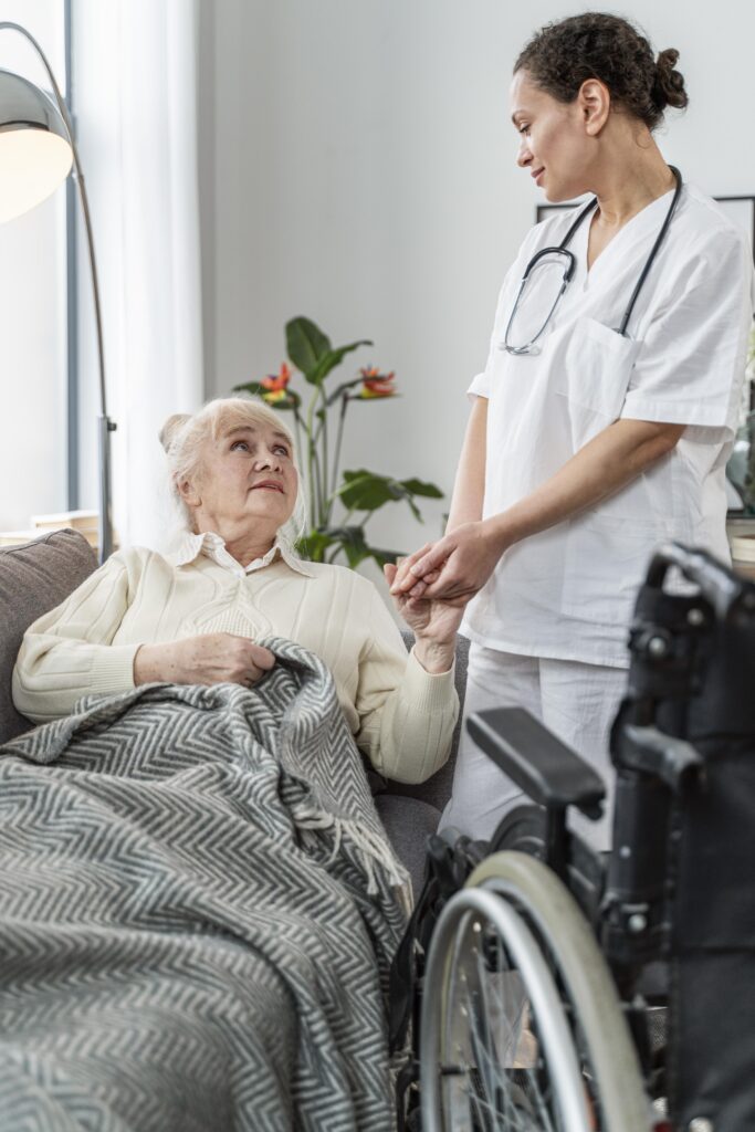 senior woman talking with her doctor
